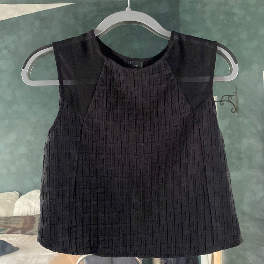 Zara black sleeveless crop top